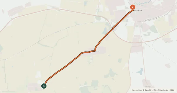 Kartenübersicht der Radroute Groß Pankow (89) - Pritzwalk (81)