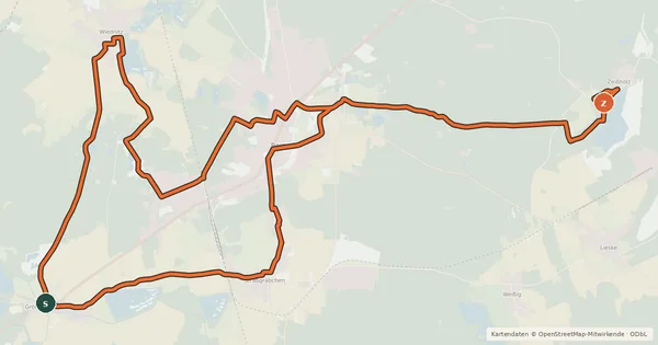 Kartenübersicht der Radroute Große Bernsdorfer Runde