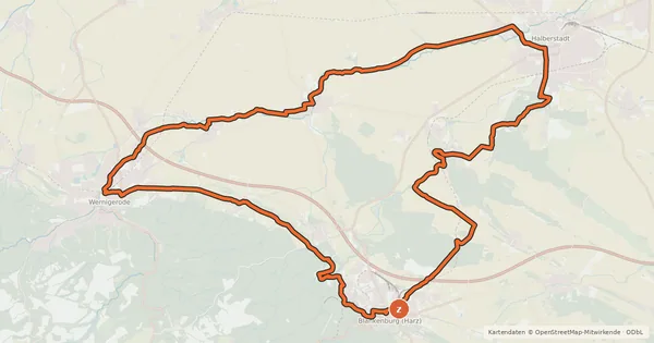 Kartenübersicht der Radroute Große Harzvorland Tour (WR 5)