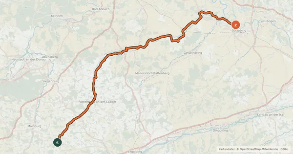 Kartenübersicht der Radroute Große-Laber-Radweg