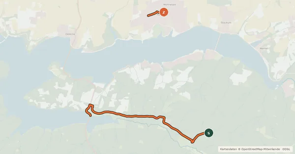 Kartenübersicht der Radroute Große Möhnesee-Tour