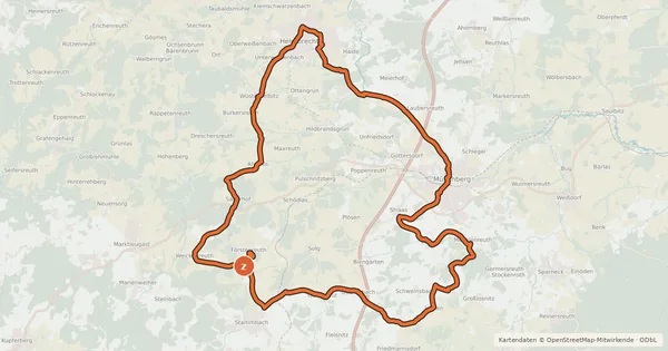 Kartenübersicht der Radroute Große Textil-Tour (HO 5)