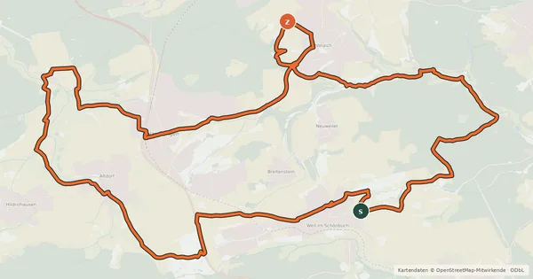 Kartenübersicht der Radroute Große Tier-Tour