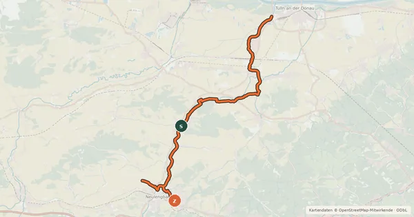 Kartenübersicht der Radroute Große Tullnradweg