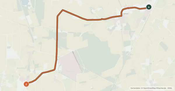 Kartenübersicht der Radroute Großenkneten (04) - Großenkneten (29)
