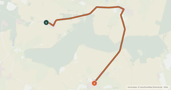 Kartenübersicht der Radroute Großwoltersdorf (36) - Sonnenberg (38)