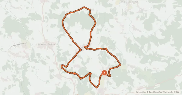 Kartenübersicht der Radroute Grünbach Runde 103