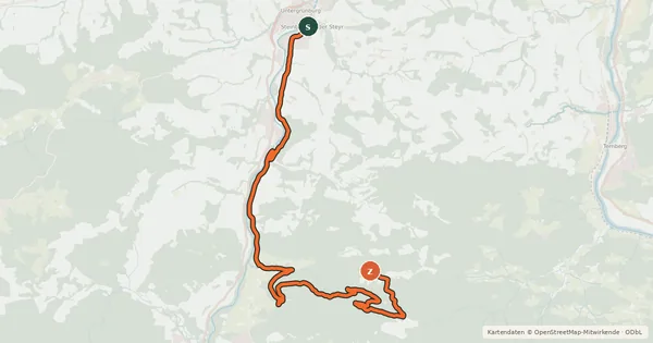 Kartenübersicht der Radroute Grünburger Hütte von Steinbach