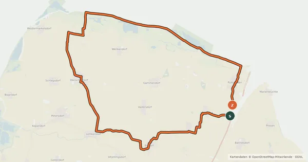 Kartenübersicht der Radroute Grüner-Brink-Tour