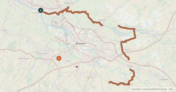 Kartenübersicht der Radroute GrünerRing
