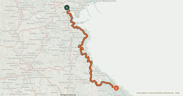 Kartenübersicht der Radroute Grünes-Dach-Radweg
