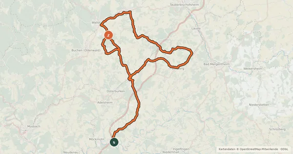 Kartenübersicht der Radroute Grünkern-Radweg