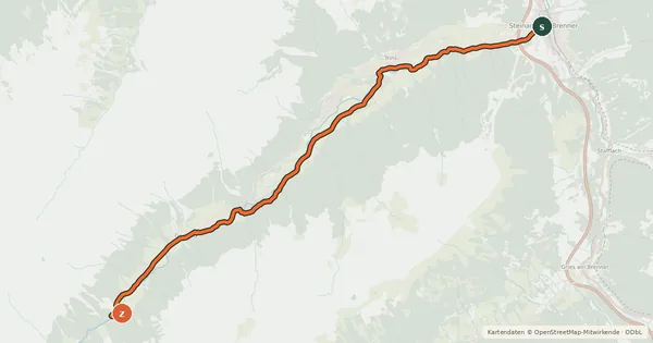 Kartenübersicht der Radroute Gschnitztalradweg