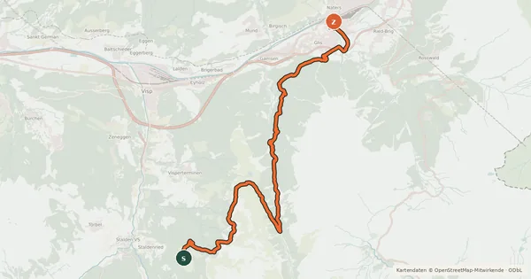 Kartenübersicht der Radroute Gspon Panorama Bike