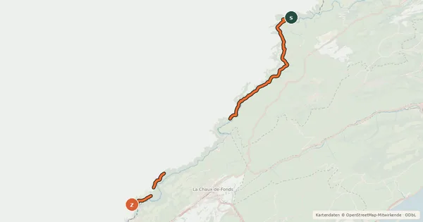 Kartenübersicht der Radroute GTJ à VTT