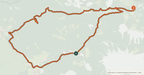 Kartenübersicht der Radroute Gufferthütte