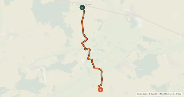 Kartenübersicht der Radroute Gumtow (08) - Gumtow (85)