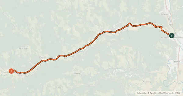 Kartenübersicht der Radroute Gurktal-Radweg