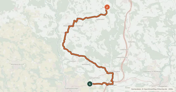 Kartenübersicht der Radroute Gusentalrunde