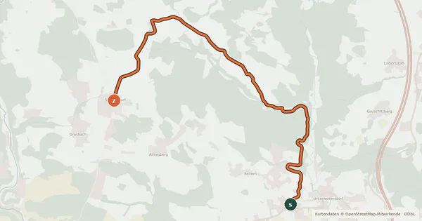 Kartenübersicht der Radroute Gusentalrunde Variante