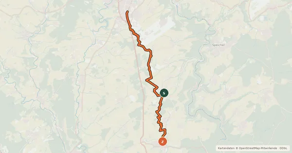 Kartenübersicht der Radroute Gutland-Radweg
