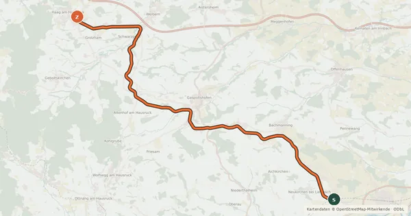 Kartenübersicht der Radroute Haager Lies Radweg