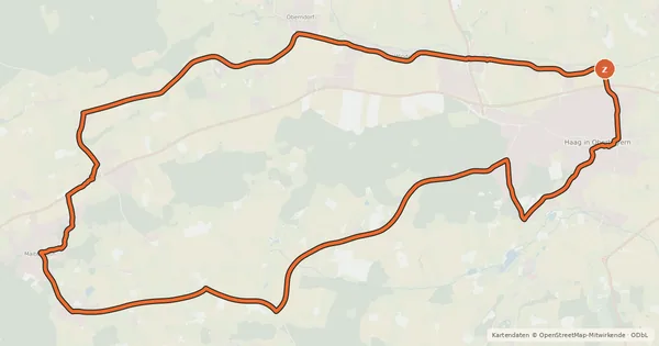 Kartenübersicht der Radroute Haager-West-Tour