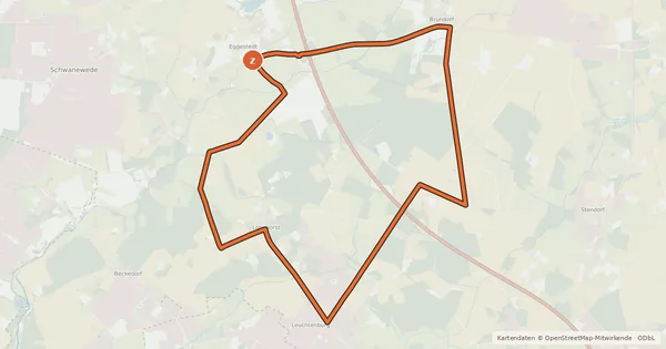 Kartenübersicht der Radroute Habichtweg