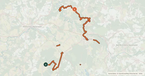 Kartenübersicht der Radroute Hachenburger Westerwald
