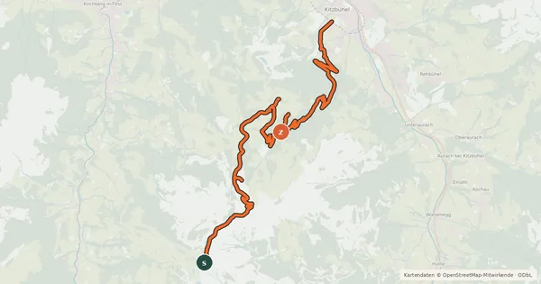 Kartenübersicht der Radroute Hahnenkamm