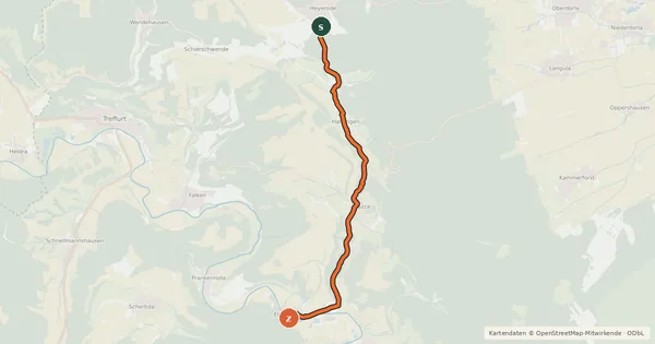 Kartenübersicht der Radroute Haineck-Radweg