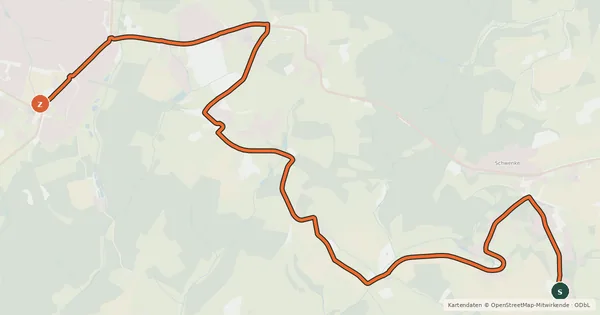 Kartenübersicht der Radroute Halver Hohenplanken (92) - Radevormwald (93)