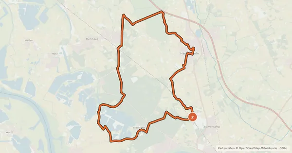Kartenübersicht der Radroute Hamminkeln Radroute F1
