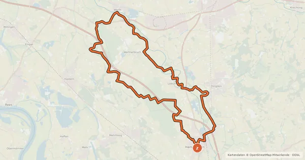 Kartenübersicht der Radroute Hamminkeln Radroute F2