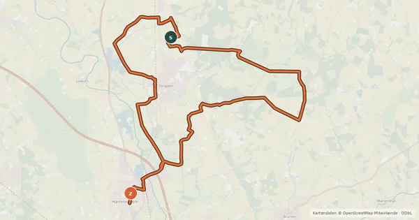 Kartenübersicht der Radroute Hamminkeln Radroute F3