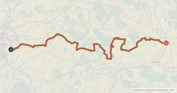Kartenübersicht der Radroute Hanse-Wendland-Radweg