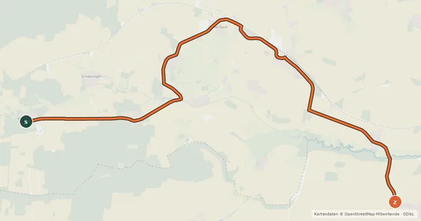 Kartenübersicht der Radroute Hanse-Wendland-Radweg