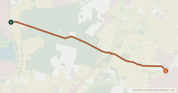 Kartenübersicht der Radroute Harksheide - Duvenstedt (HH)