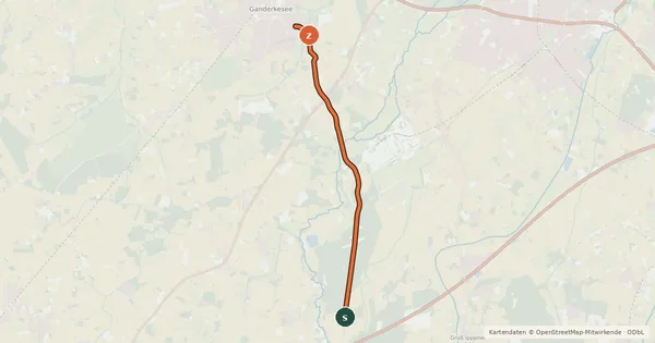 Kartenübersicht der Radroute Harpstedt (10) - Ganderkesee (49)