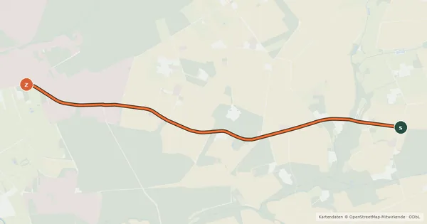 Kartenübersicht der Radroute Harpstedt (44) - Wildeshausen (99)