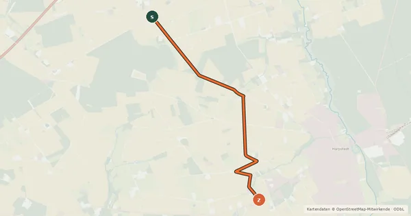 Kartenübersicht der Radroute Harpstedt (55) - Harpstedt (65)