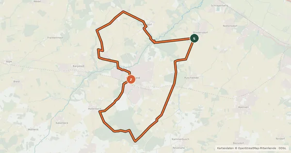 Kartenübersicht der Radroute Harsefeld Rundroute H1