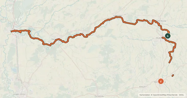 Kartenübersicht der Radroute Haseradweg