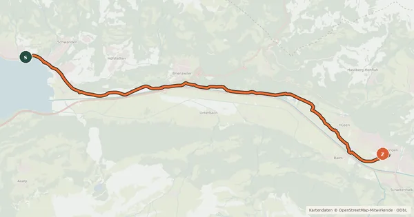 Kartenübersicht der Radroute Haslital Route