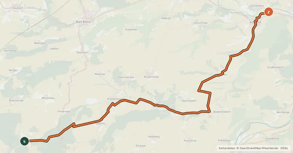 Kartenübersicht der Radroute Hasselbach-Radweg