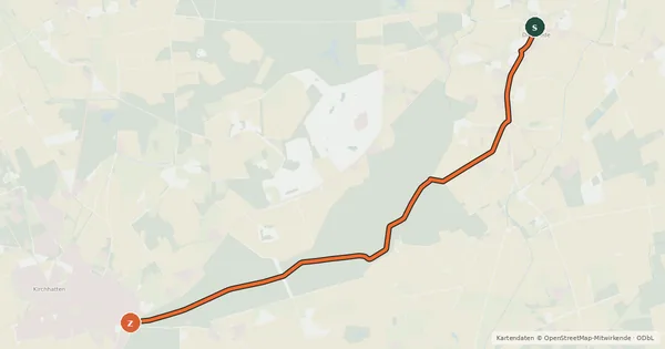 Kartenübersicht der Radroute Hatten (31) - Hatten (99)