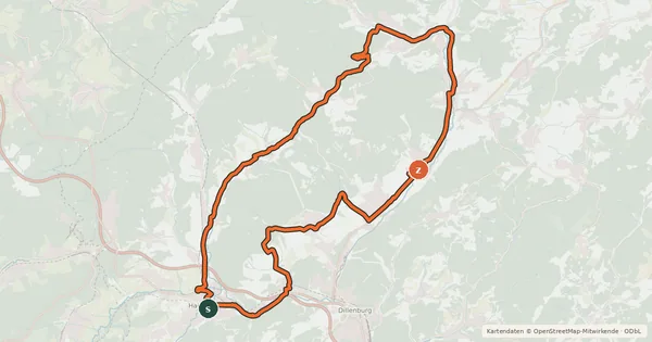 Kartenübersicht der Radroute Haubergstour