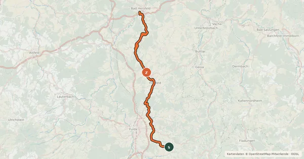 Kartenübersicht der Radroute Haunetalradweg