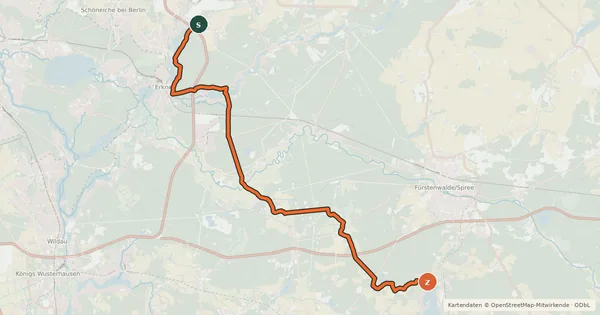 Kartenübersicht der Radroute Hauptradwanderweg H1