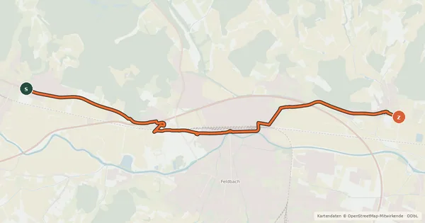 Kartenübersicht der Radroute Hauptroute 4 - Orange Sharrows